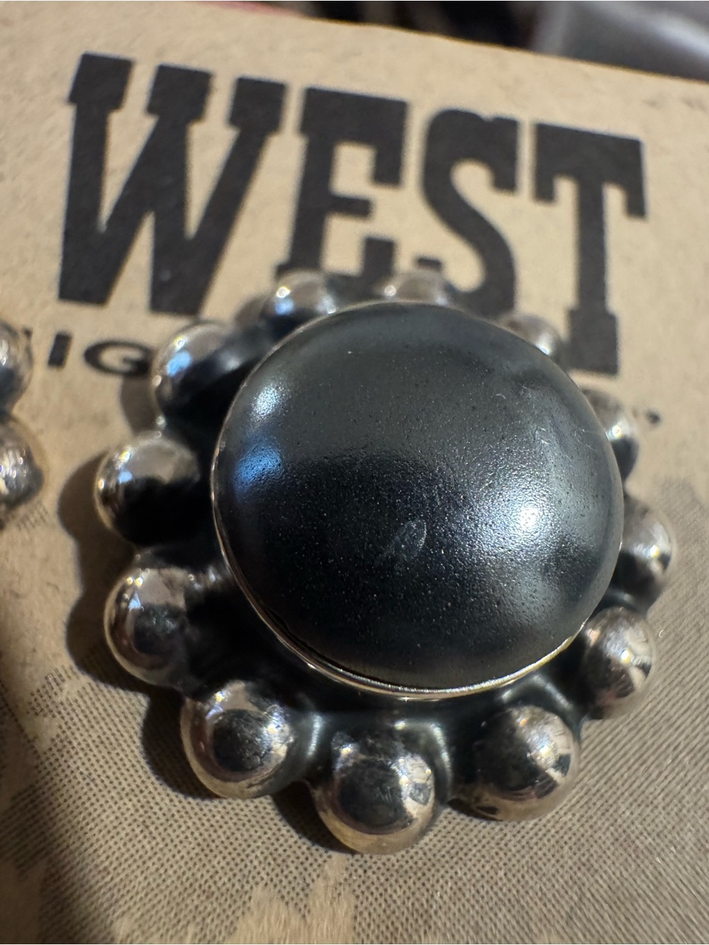 Vintage Sterling Silver Hematite (?) Post Earrings - Picture 10 of 10